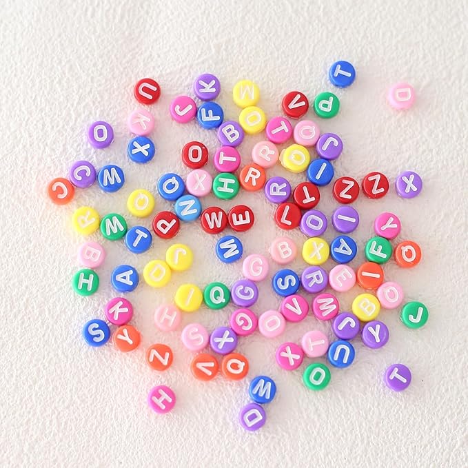 Letter/Alphabet Beads for Bracelets Making & DIY Craft (700 Pieces, 6 MM, Flat Round)