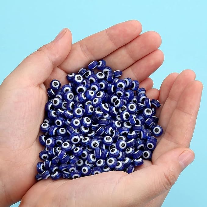 Round Shaped Evil Eye Beads | Charm Beads for Craft, Jewellery Making, Bracelet Making, Nazar battu 10MM (Ink Blue) | 50 Pieces - Image 3