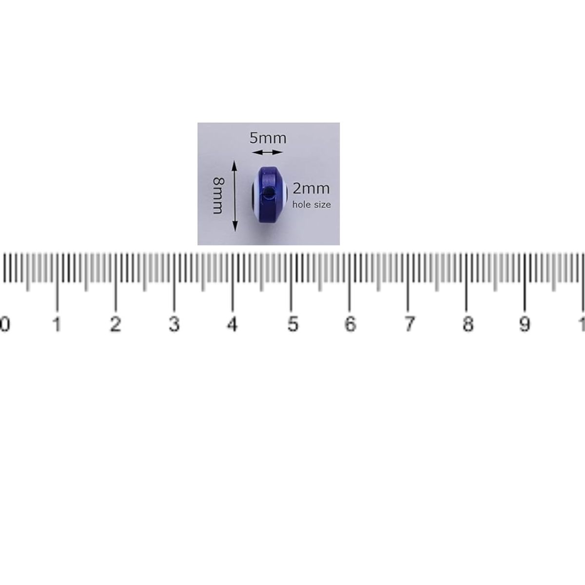 Round Shaped Evil Eye Beads | Charm Beads for Craft, Jewellery Making, Bracelet Making, Nazar battu 10MM (Ink Blue) | 50 Pieces - Image 2