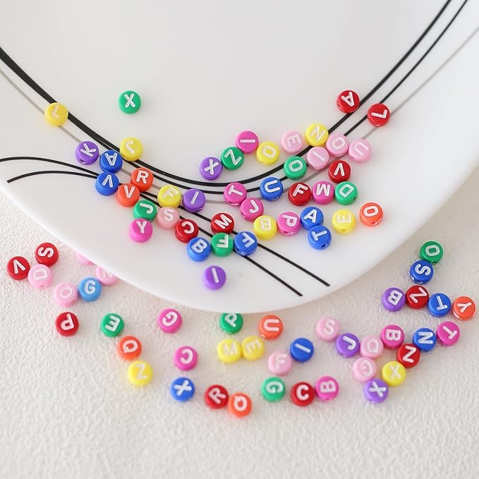 Letter/Alphabet Beads for Bracelets Making & DIY Craft (700 Pieces, 6 MM, Flat Round) - Image 2
