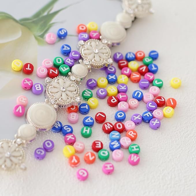 Letter/Alphabet Beads for Bracelets Making & DIY Craft (700 Pieces, 6 MM, Flat Round) - Image 3