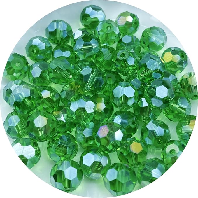Crystal Glass Beads for Jewelry Making & DIY Craft Faceted Round Light Green Colour