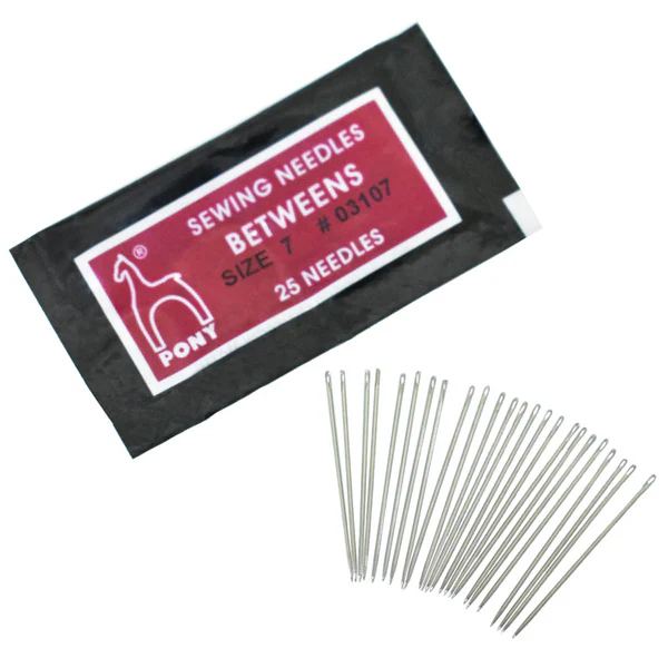 Pony Betweens Quilting Needles Size 7 – Pack of 25 Short Sharp Hand Sewing Needles for Quilting, Patchwork, Embroidery & Fine Stitching