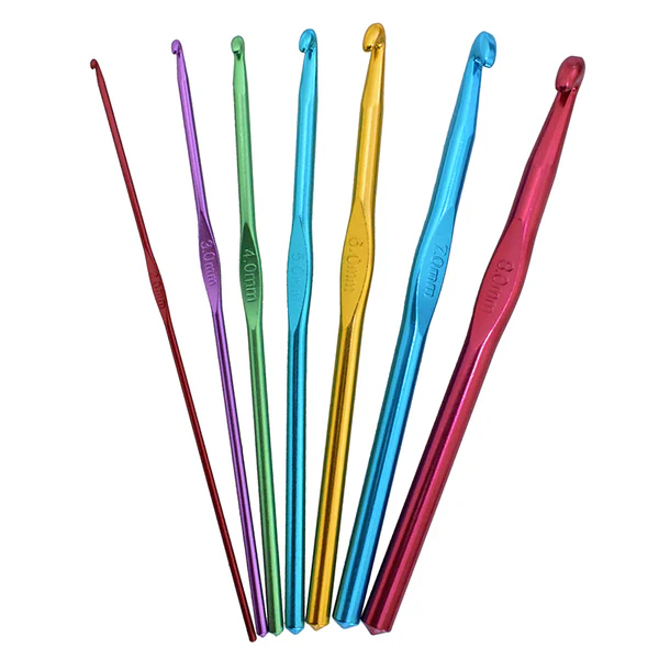 Aluminium Crochet Hook Set – 7 Multicolor Knitting & Crochet Needles (2mm–8mm)