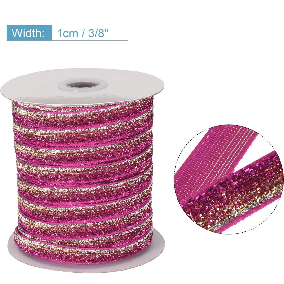 Wine Red Glitter Velvet Ribbon for Decoration - Image 2