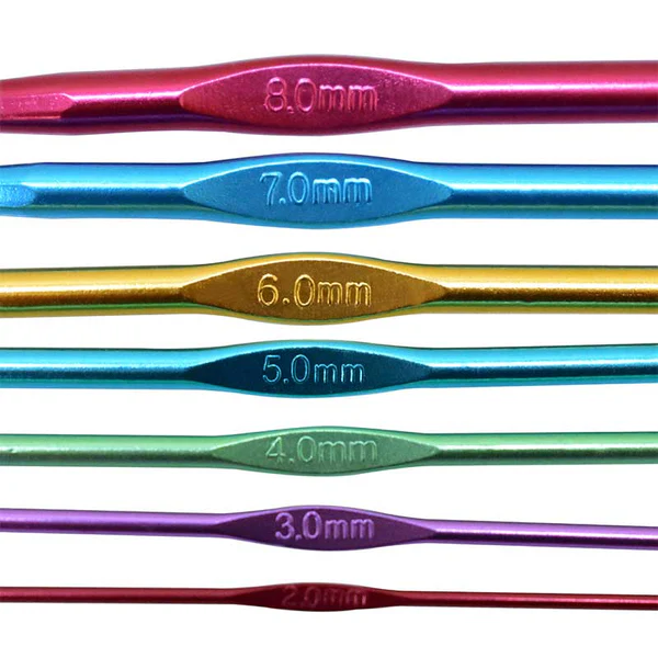Aluminium Crochet Hook Set – 7 Multicolor Knitting & Crochet Needles (2mm–8mm) - Image 2