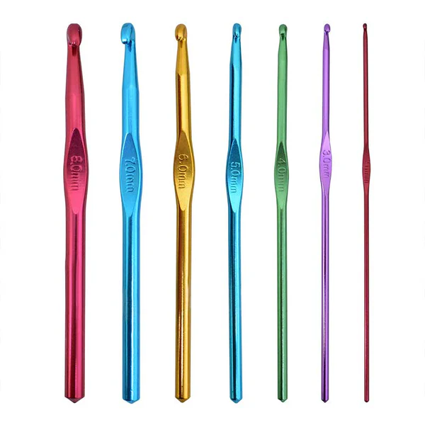 Aluminium Crochet Hook Set – 7 Multicolor Knitting & Crochet Needles (2mm–8mm) - Image 3