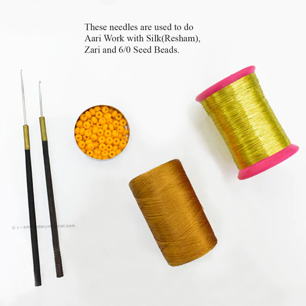 Aari Needle (1MM) for Thread Embroidery – 2 Piece Set with Wooden Handle for Zari, Silk & Luneville Work - Image 4