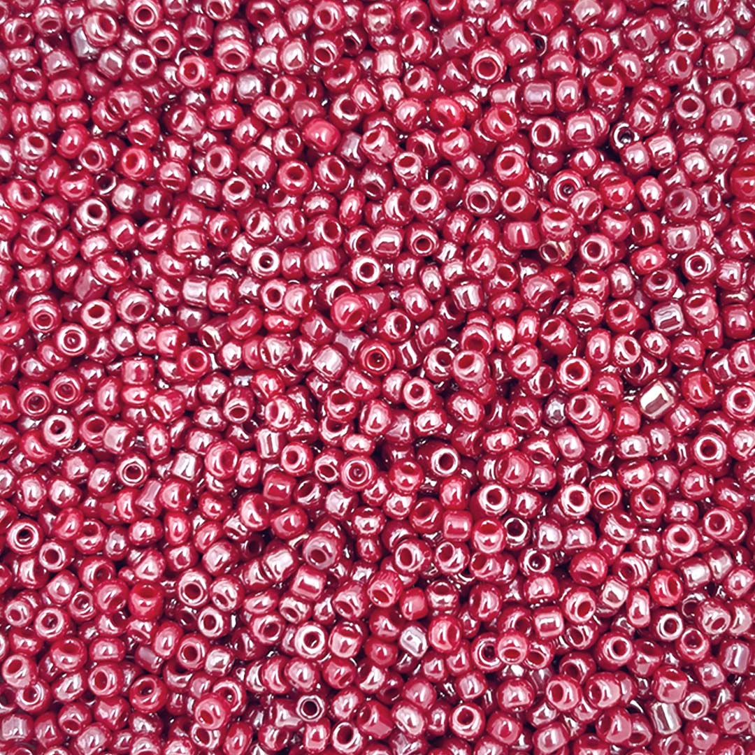 Red Round Rocaille Glass Seed Beads-11/0 (2 MM) - Image 3