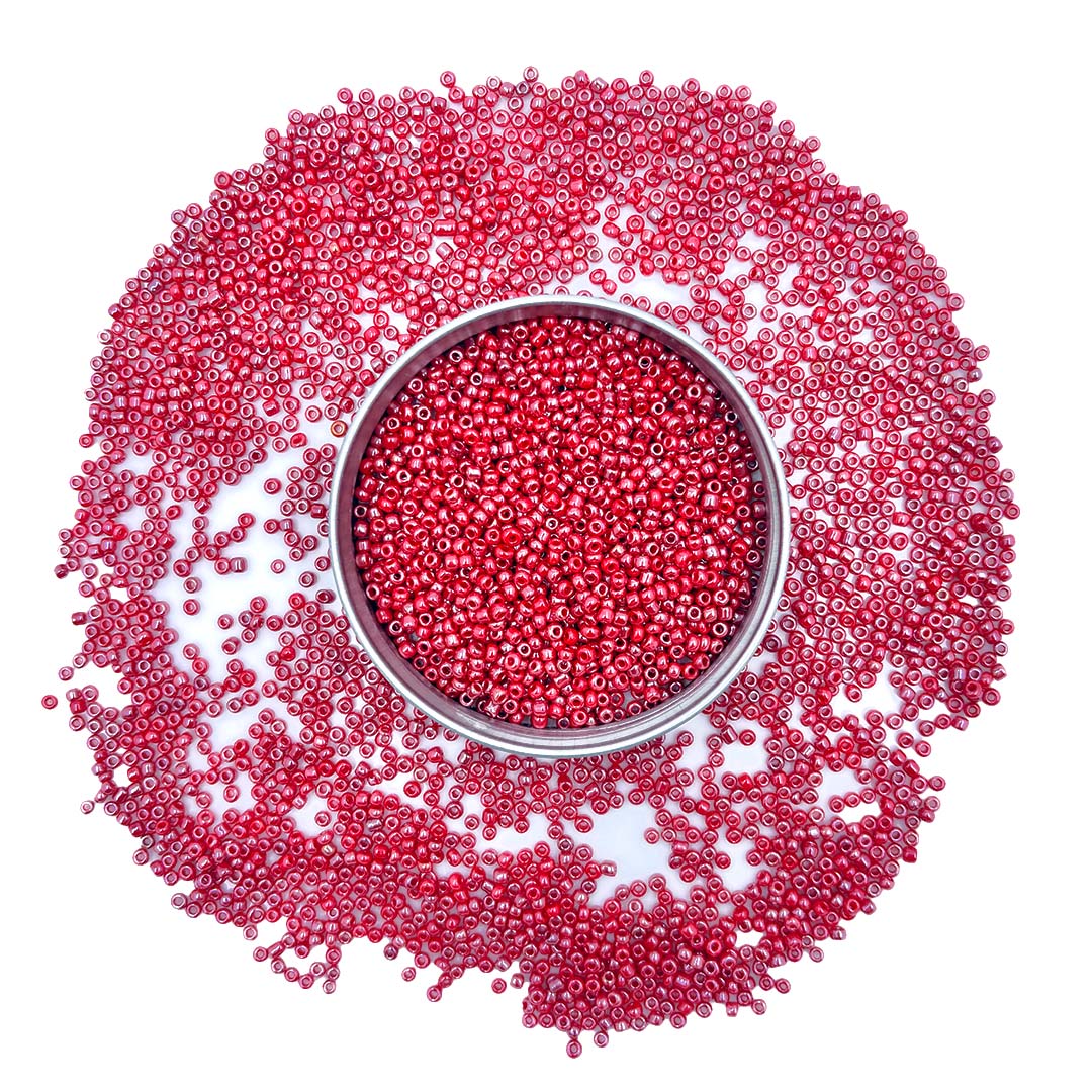 Red Round Rocaille Glass Seed Beads-11/0 (2 MM)