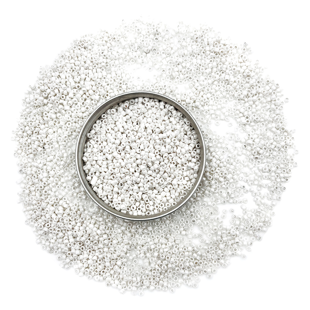 White Round Rocaille Glass Seed Beads-11/0 (2 MM)