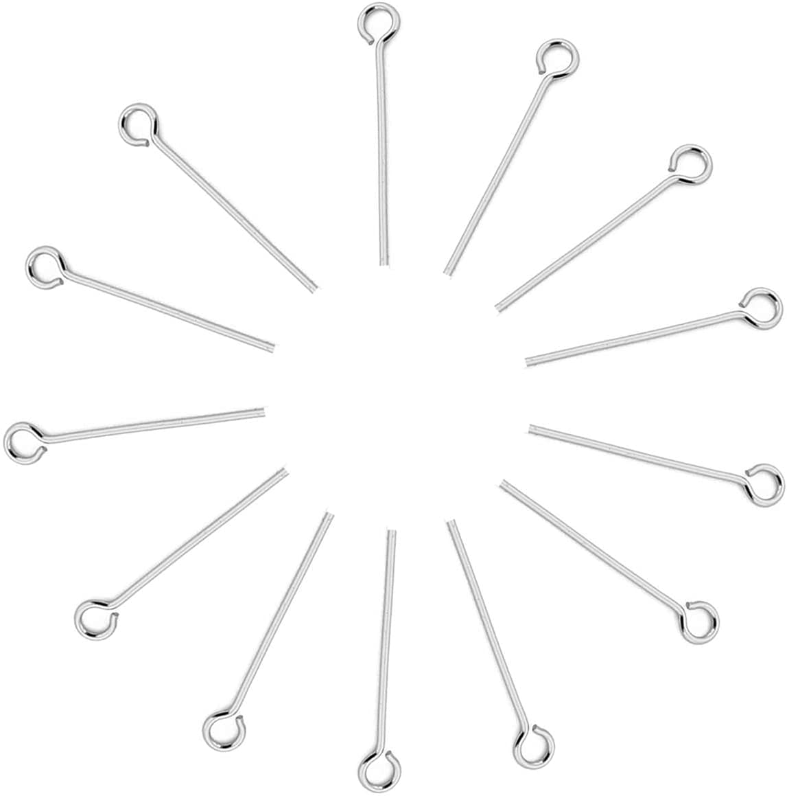 Open Eye Pins for Jewellery Making | 1 Inch Silver Eye Pins for Earrings, Necklace, Bracelet, Beads & DIY Crafts | 200 Pcs