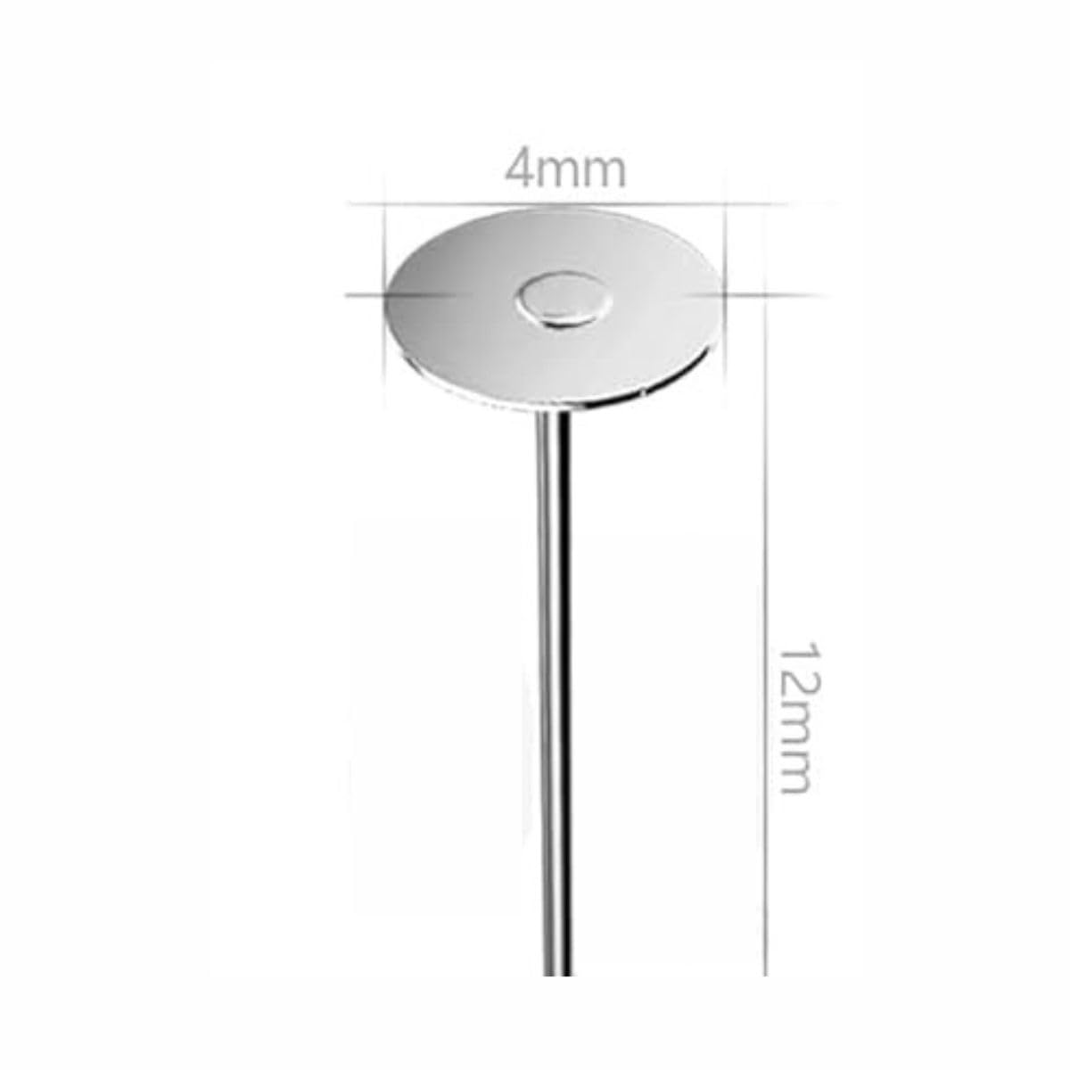 100 Pieces Silver Flat Pad Earring Posts with Stud Head Pins, Stainless Steel Findings for DIY Jewelry Making | 12x4mm - Image 2