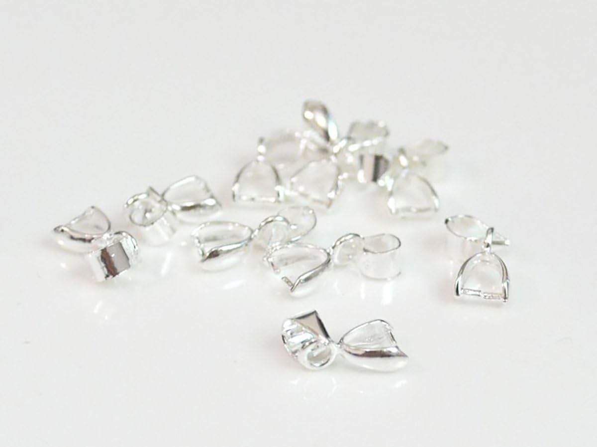 Silver Pendant Clip Bail Connectors for Necklace & Bracelet | Silver Pinch Bail Buckles for Pendants, Charms, Resin, Crystal & Gemstone Jewelry Making | Brass | Pack of 25 & 50 Pieces - Image 4