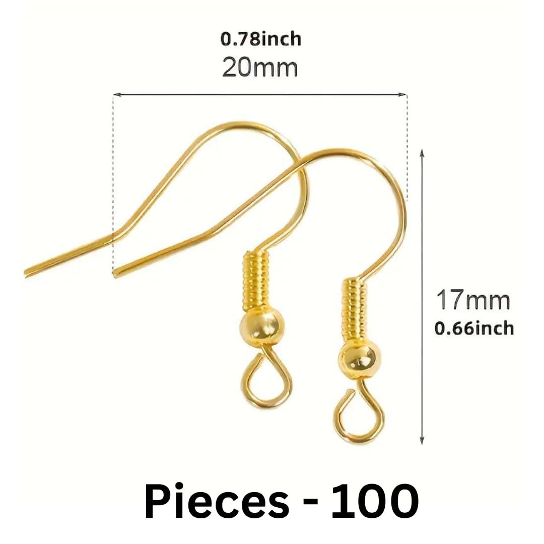 Gold Fish Hook Earring Hooks with Spring Ball, Copper Ear Wires for DIY Jewelry Making, Earring Repair & Craft Supplies - Image 3