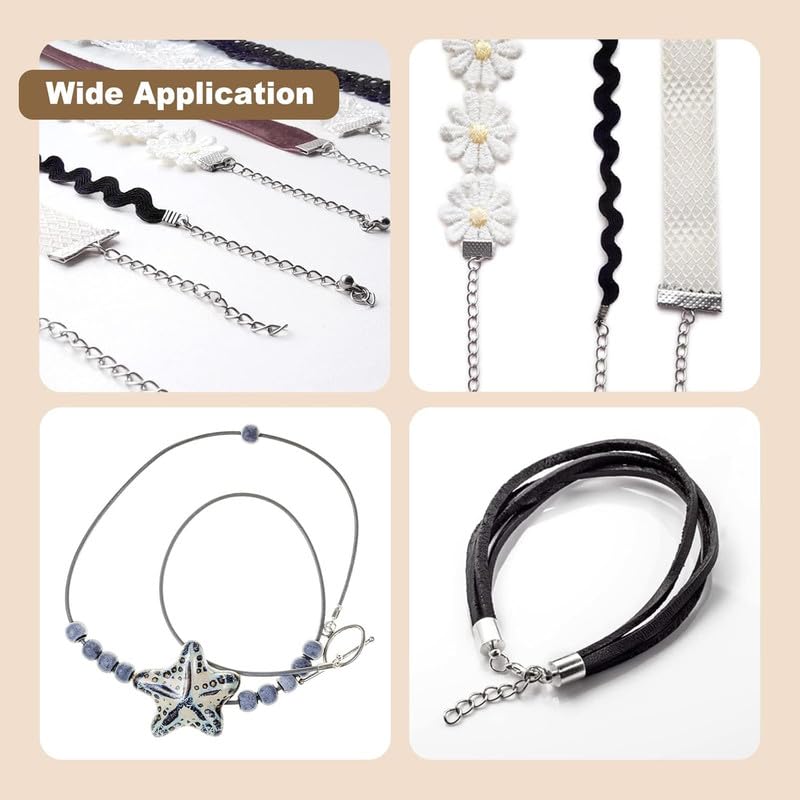 Silver Fold Over Crimp Bead Covers for Jewelry Making | Crimp Cord Ends, Leather Cord Tips, Necklace & Bracelet Connectors - Image 2