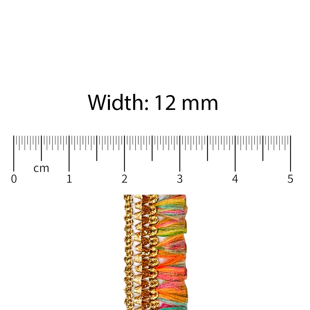 Pattu Border Zari Lace Trim for Saree & Blouse | Multicolor Decorative Embroidery Lace | Ethnic Garment Border | 16 Meter Roll - Image 2