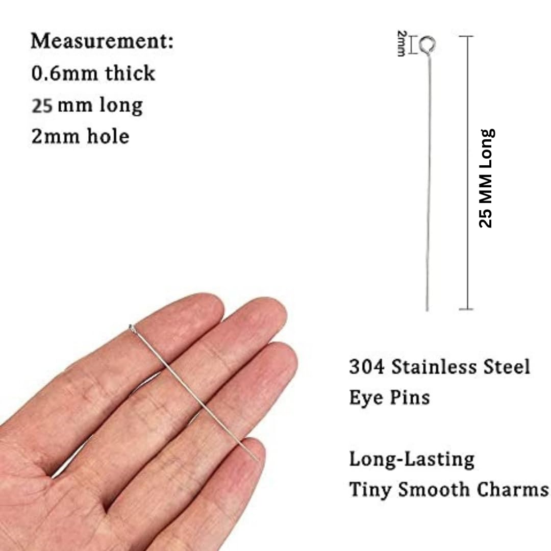 Open Eye Pins for Jewellery Making | 1 Inch Silver Eye Pins for Earrings, Necklace, Bracelet, Beads & DIY Crafts | 200 Pcs - Image 6
