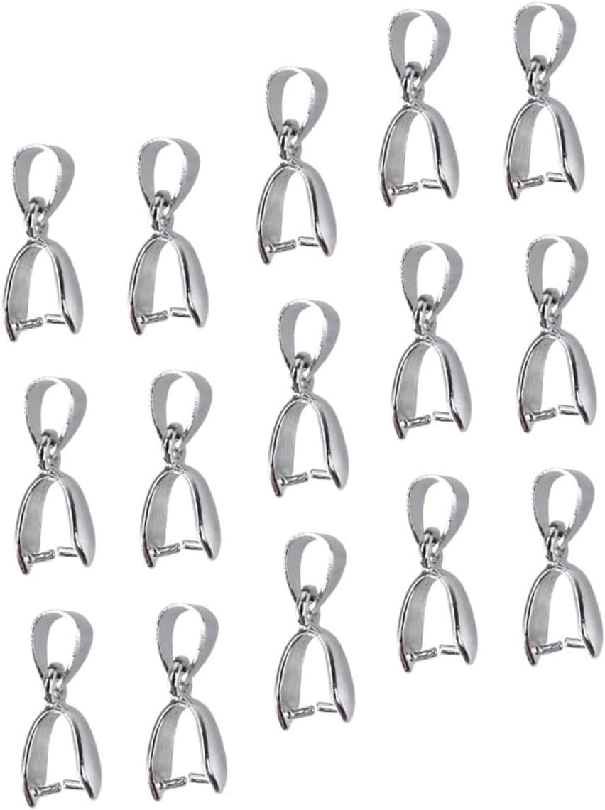 Silver Pendant Clip Bail Connectors for Necklace & Bracelet | Silver Pinch Bail Buckles for Pendants, Charms, Resin, Crystal & Gemstone Jewelry Making | Brass | Pack of 25 & 50 Pieces - Image 3