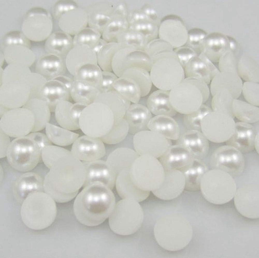 Off-White Half Cut Pearl Beads, Flat Back ABS Pearls for Embroidery, Aari Work, Nail Art, Jewelry Making & DIY Crraft