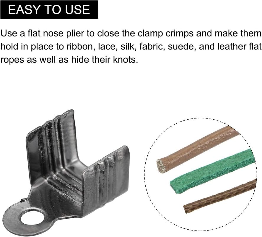 Silver Fold Over Crimp Bead Covers for Jewelry Making | Crimp Cord Ends, Leather Cord Tips, Necklace & Bracelet Connectors - Image 4