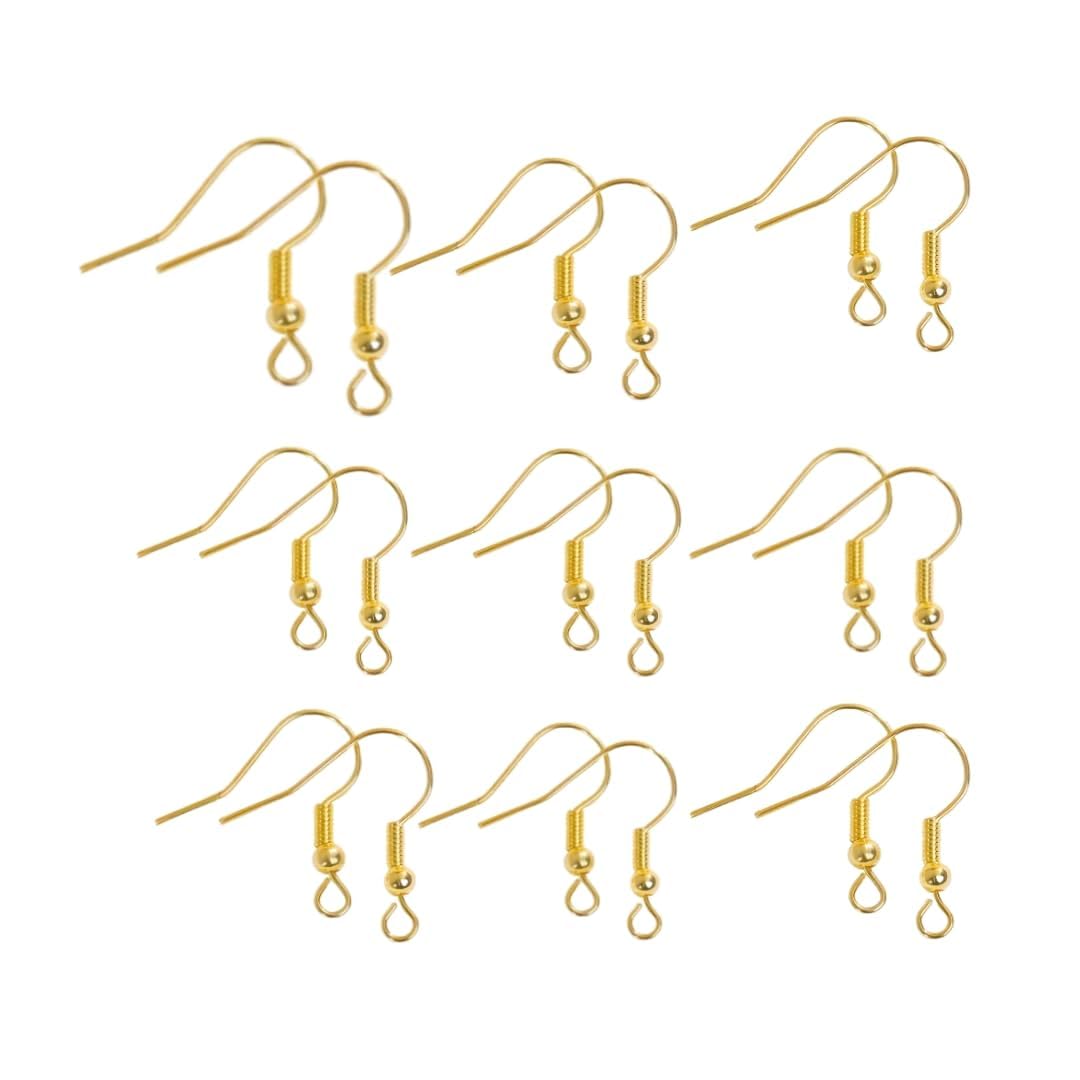Gold Fish Hook Earring Hooks with Spring Ball, Copper Ear Wires for DIY Jewelry Making, Earring Repair & Craft Supplies