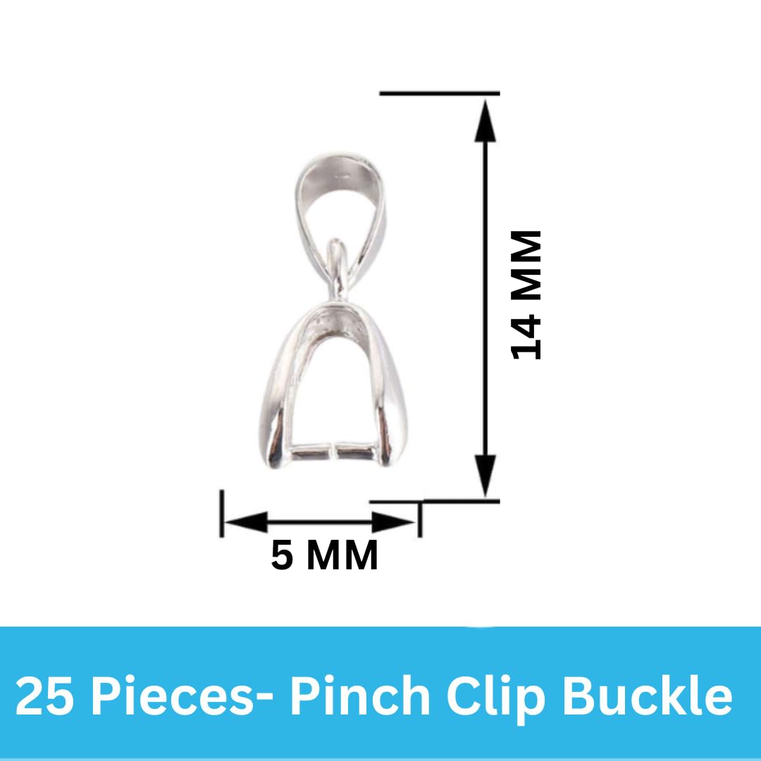 Silver Pendant Clip Bail Connectors for Necklace & Bracelet | Silver Pinch Bail Buckles for Pendants, Charms, Resin, Crystal & Gemstone Jewelry Making | Brass | Pack of 25 & 50 Pieces - Image 7
