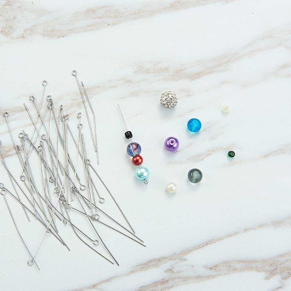 Open Eye Pins for Jewellery Making | 1 Inch Silver Eye Pins for Earrings, Necklace, Bracelet, Beads & DIY Crafts | 200 Pcs - Image 2