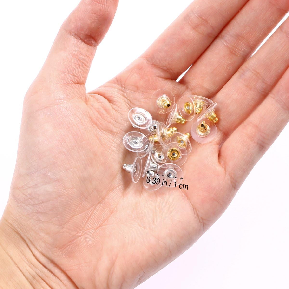 Bullet Clutch Earring Backs with Silicone Pads for Stud, Fishhook & Post Earrings | Gold | 100 Pieces - Image 3