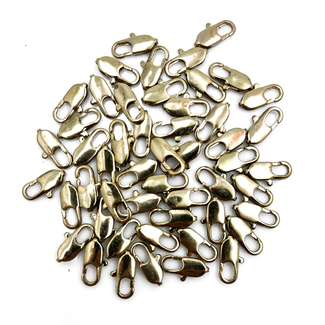 Lobster Clasp for Jewellery Making | Rectangle Metal Clasps for Necklace, Bracelet & DIY Crafts | 10 MM | Gold | 10 Pcs