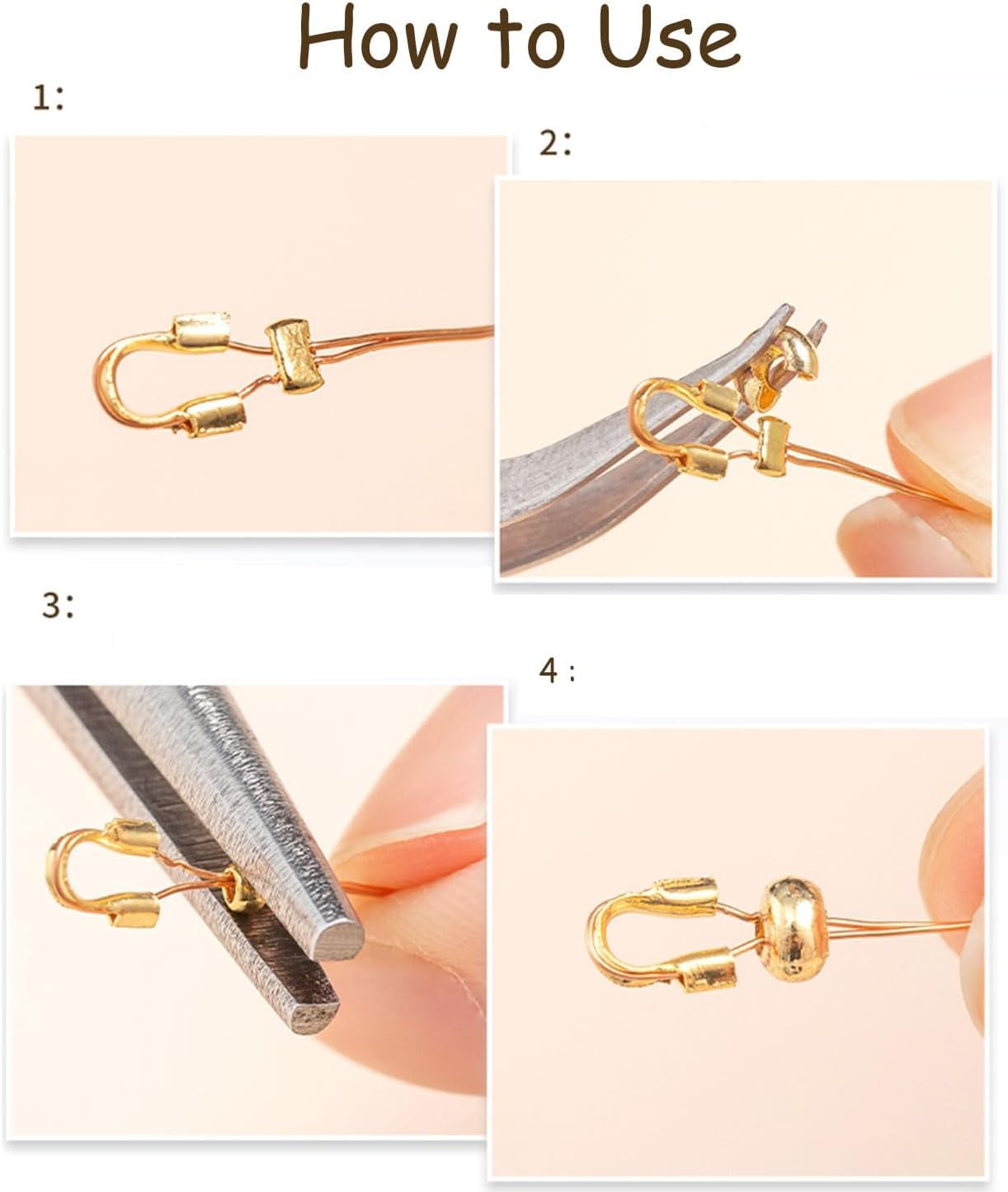 Gold Crimp Bead Covers for Jewelry Making, Knot Covers Round Open End Tips, Beading Findings DIY Craft Accessories - Image 5