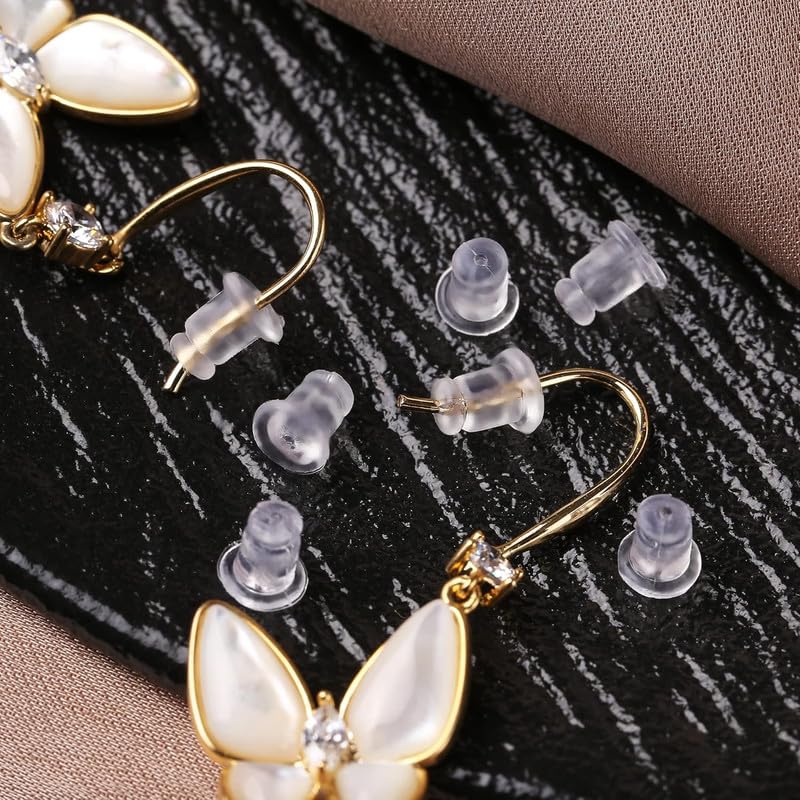Soft Clear Rubber Earring Backs | Silicone Stoppers for Stud Earrings | Clear Replacement Earring Nuts for Jewellery Making - Image 2