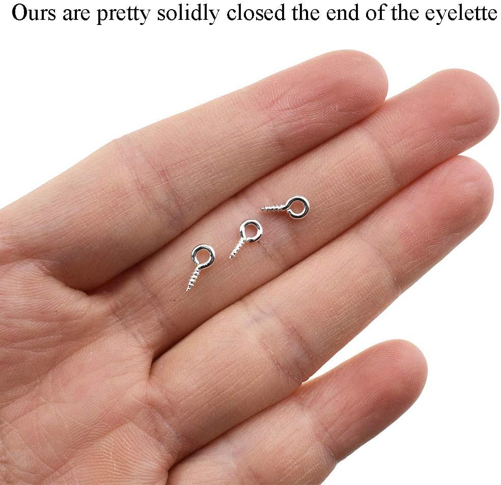 Silver Brass Screw Eye Pins 4x8mm, Self Tapping Eye Hooks for Jewelry Making, DIY Crafts, Charms, Resin & Hanging Accessorie - Image 4