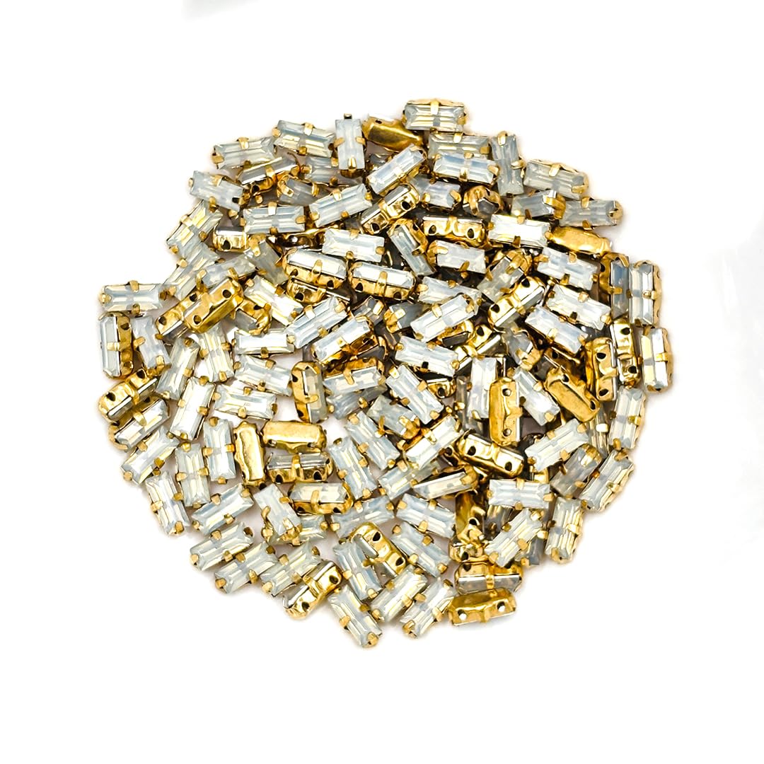 Sew-On Crystal Glass Stones Ash Gray Rectangle Rhinestones for Embroidery, Jewellery, Dresses, Bracelets & DIY Crafts