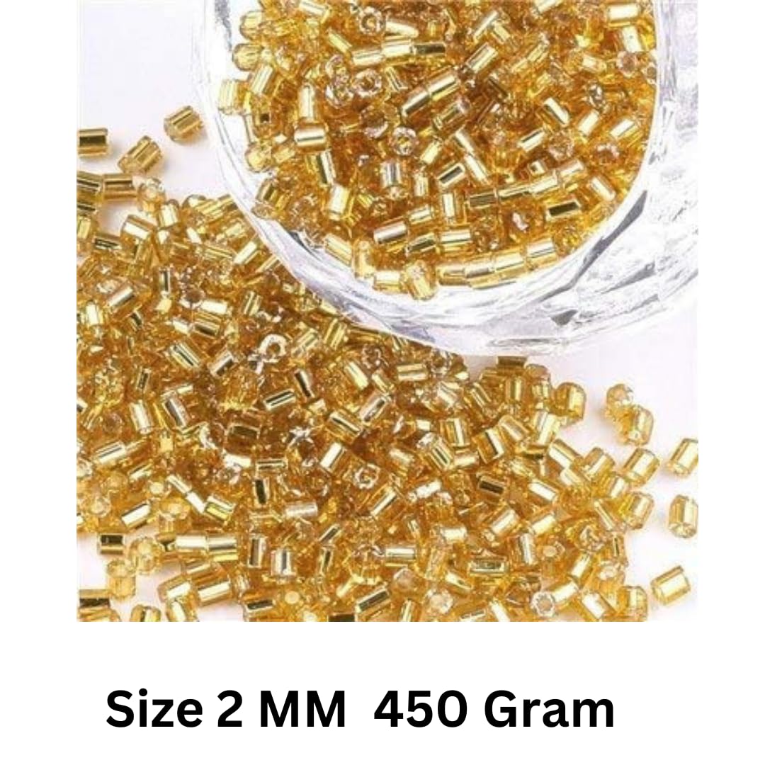 10/0 Gold Luster Hexagon Cutdana Seed Beads 2mm for Embroidery, Jewelry Making, Beading, Sewing, Craft & DIY Projects | Pack of 50g, 100g, 250g & 450g - Image 5