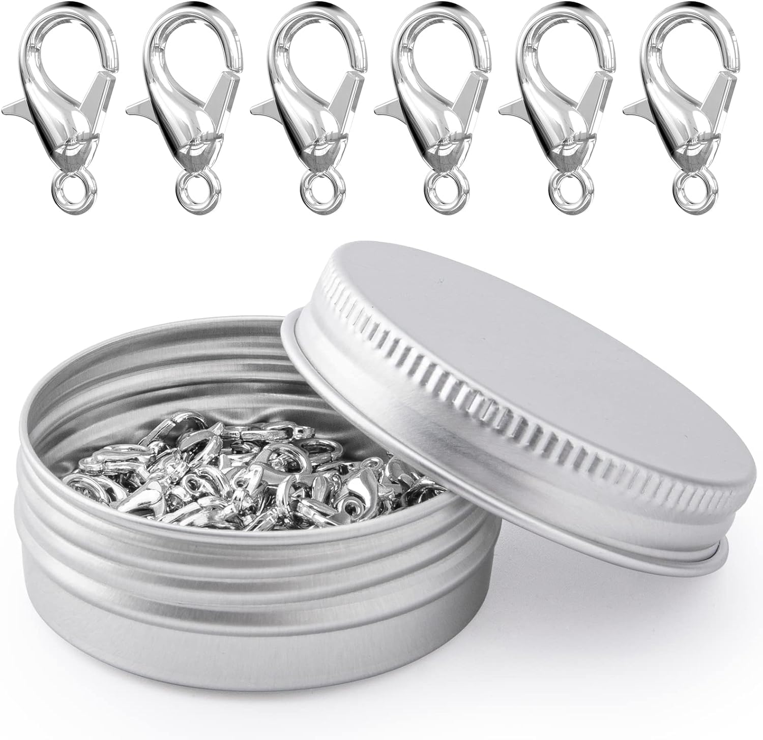 Silver Lobster Clasps 50 Pcs for Jewelry Making, Necklace, Bracelet & DIY Craft Accessories