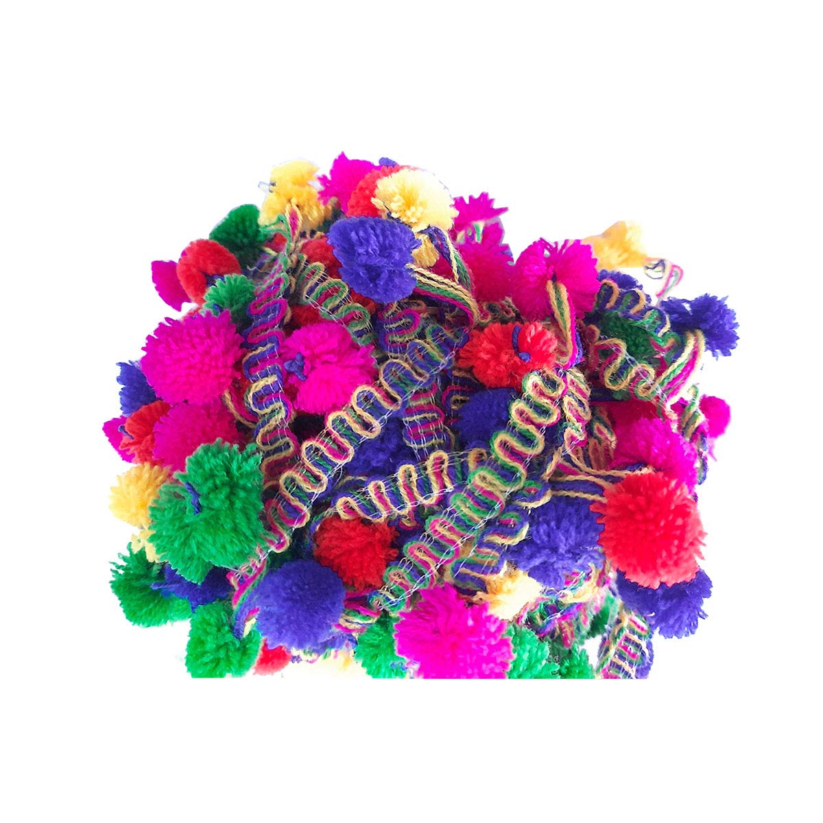 Pom Pom Lace for Craft & Fashion | Rainbow Multicolour Fabric Trim for Borders, Clothing, DIY & Decoration | 10 Meters | 1.5 CM Width - Image 4