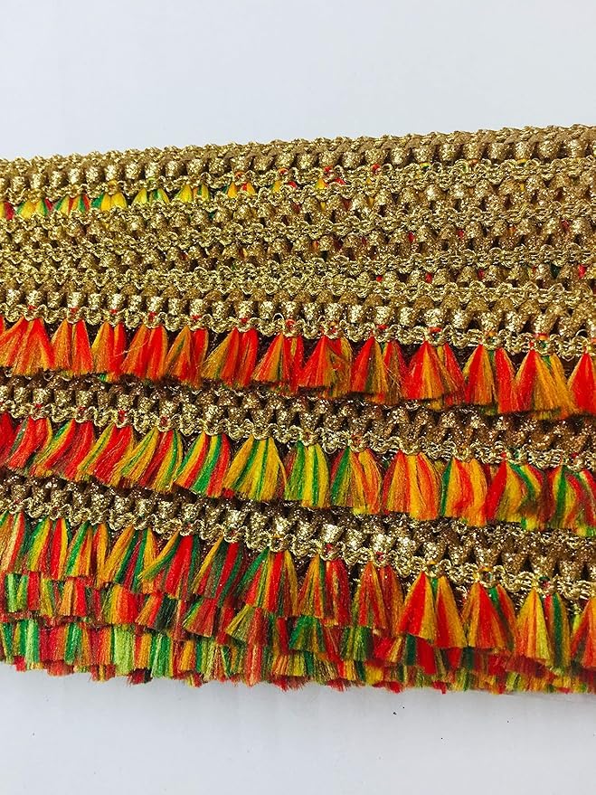 Pattu Border Zari Lace Trim for Saree & Blouse | Multicolor Decorative Embroidery Lace | Ethnic Garment Border | 16 Meter Roll - Image 4