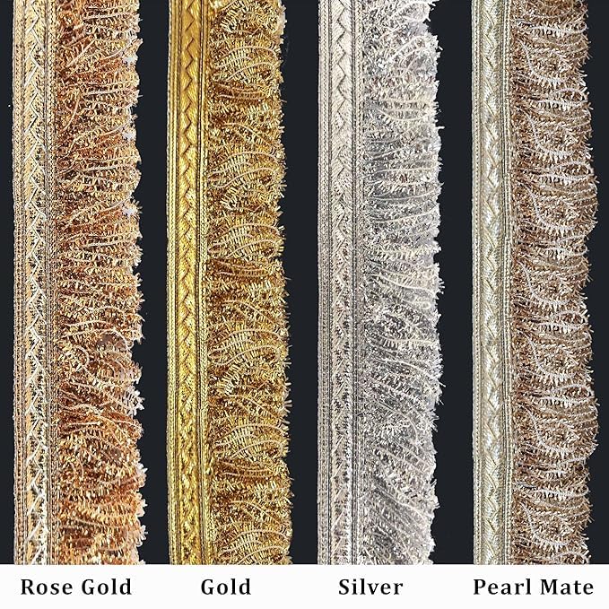 Pattu Border Zari Thread Lace for Saree & Blouse | Gold Decorative Embroidery Border Trim | Ethnic Wear & Craft Lace | 9 Meter Roll - Image 4