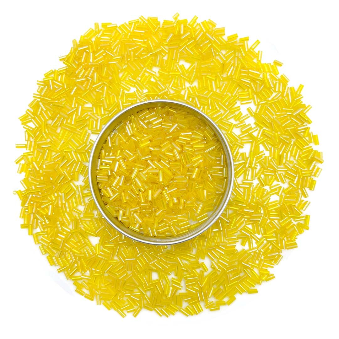 Glass Bugle Tube Seed Beads Sandstorm Yellow, 150 Gram for Jewellery & Craft