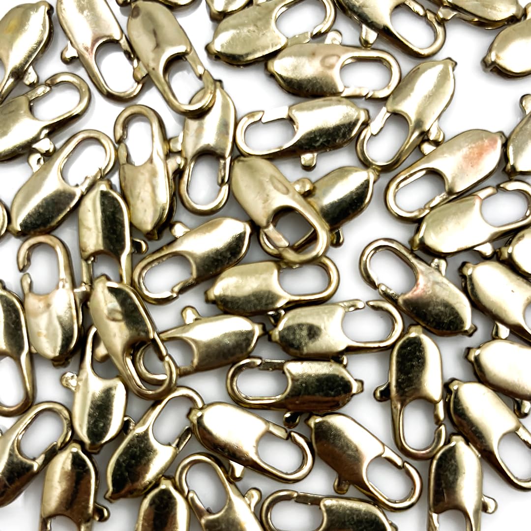 Lobster Clasp for Jewellery Making | Rectangle Metal Clasps for Necklace, Bracelet & DIY Crafts | 10 MM | Gold | 10 Pcs - Image 5