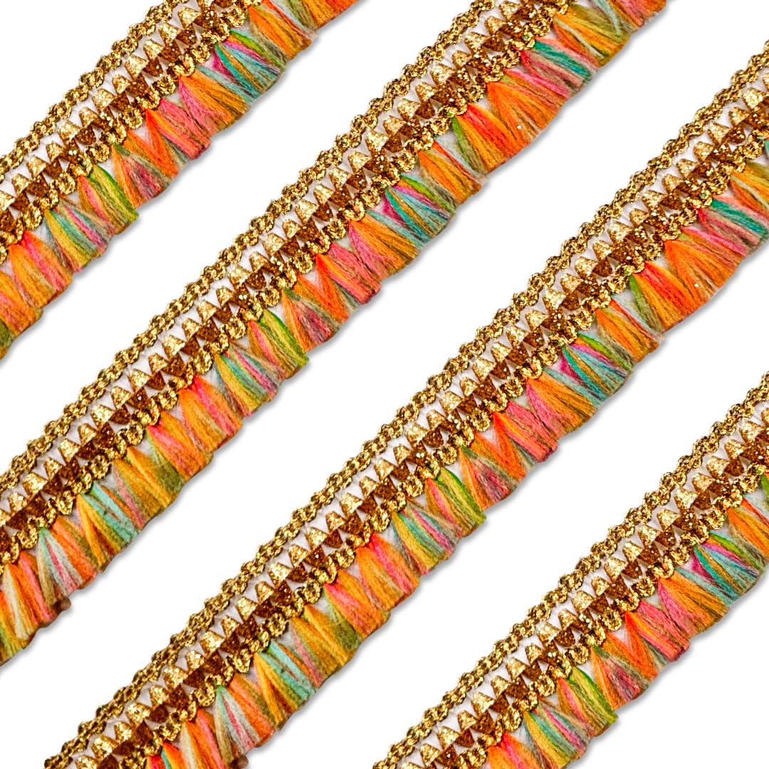 Pattu Border Zari Lace Trim for Saree & Blouse | Multicolor Decorative Embroidery Lace | Ethnic Garment Border | 16 Meter Roll