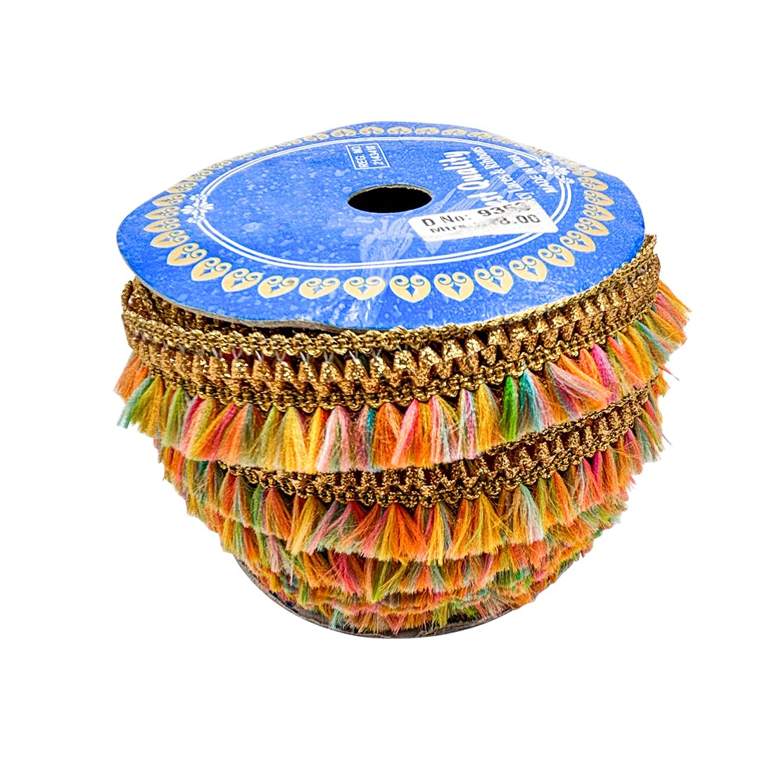 Pattu Border Zari Lace Trim for Saree & Blouse | Multicolor Decorative Embroidery Lace | Ethnic Garment Border | 16 Meter Roll - Image 3