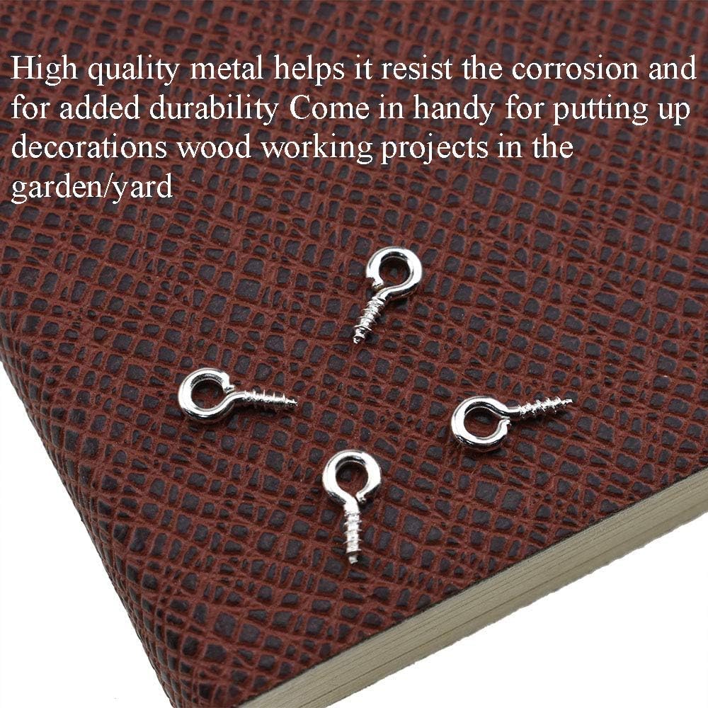 Silver Brass Screw Eye Pins 4x8mm, Self Tapping Eye Hooks for Jewelry Making, DIY Crafts, Charms, Resin & Hanging Accessorie - Image 3