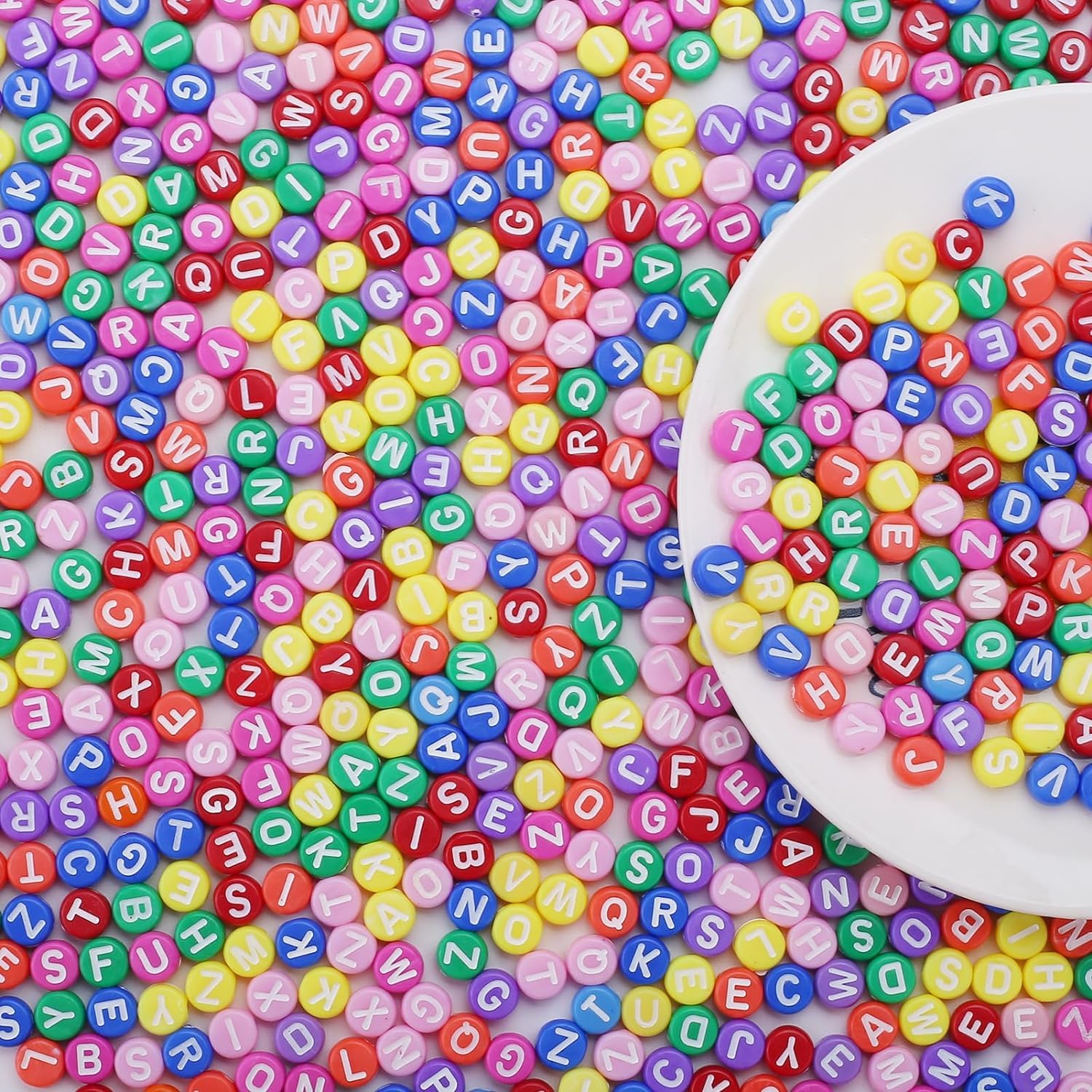Multicolor Acrylic Alphabet Letter Round Beads 6mm for Jewelry Making | A–Z Spacer Beads for Bracelets, Necklaces, Keychains & DIY Crafts | Pack of 200 & 500 Pieces - Image 5