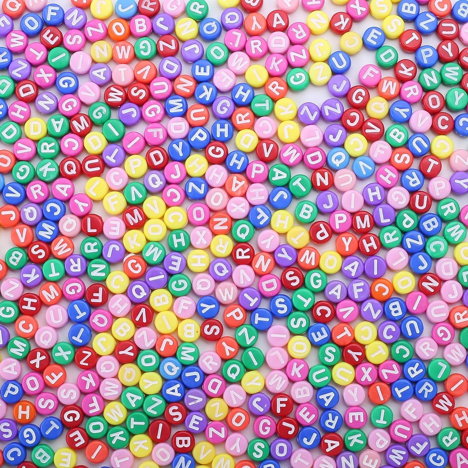 Multicolor Acrylic Alphabet Letter Round Beads 6mm for Jewelry Making | A–Z Spacer Beads for Bracelets, Necklaces, Keychains & DIY Crafts | Pack of 200 & 500 Pieces