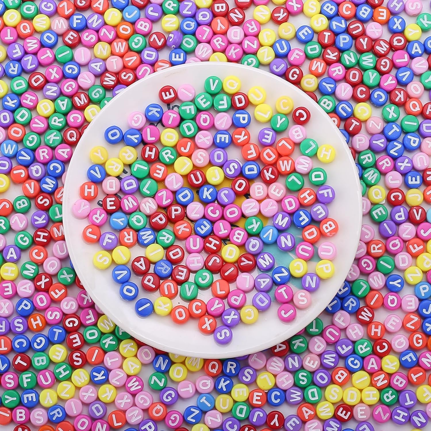 Multicolor Acrylic Alphabet Letter Round Beads 6mm for Jewelry Making | A–Z Spacer Beads for Bracelets, Necklaces, Keychains & DIY Crafts | Pack of 200 & 500 Pieces - Image 4